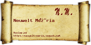 Neuwelt Mária névjegykártya